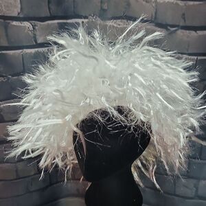 White Fluffy Mad Scientist Halloween Costume Accessory Wig